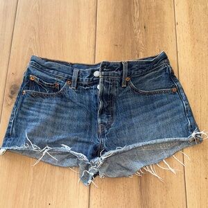 Levi's Blue Distressed Jean Shorts